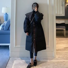 

black puffer jacket 2021 Fall Coat New Winter thermal on-trend coat long puffer down jacket manteau femme