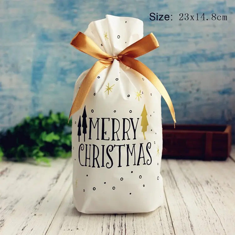 Merry christmas LAPHIL 50 шт. рождественские конфетные сумки Санта Клаус Олень Подарки Сумки Merry бумажные соломинки для напитков Рождественский подарок для детей упаковка мешок год - Цвет: Merry christmas