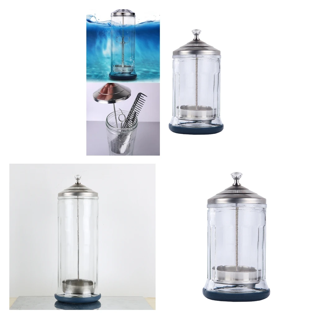 2pcs Disinfecting Disinfection Jar Sanitizer Glass Jar for Barber Manicure