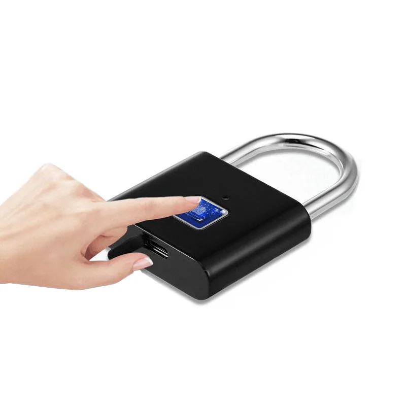 

180mAh Micro Input Fingerprint Smart Padlock Fully Automatic Electronic Door Safe Lock Anti-Theft Fingerprint Lock 40mm