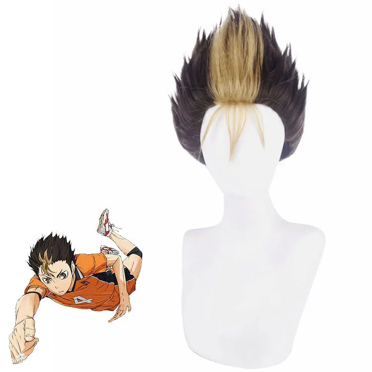 Аниме Haikyuu Karasuno High School волейбольный клуб Yu nissinoya черно-коричневый косплей парик