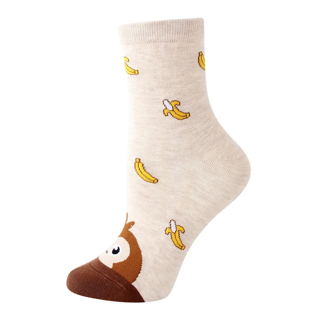 Модные женские зимние Нескользящие длинные носки хлопковые милые повседневные носки в полоску с рисунками животных harajuku Дышащие носки# D