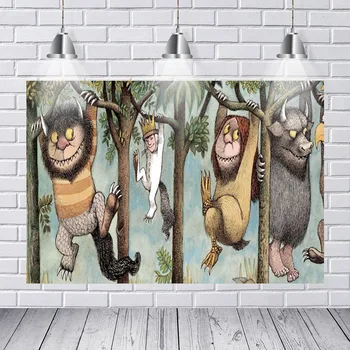 

Photography Backdrops Cartoon Forest Trees Monkey Safari Wild Thing Custom Photo Studio Background Backdrop Vinyl