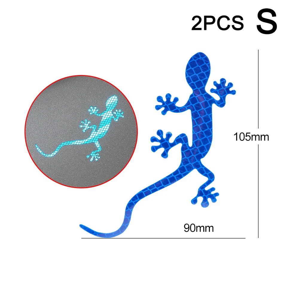 Автомобиль со светоотражающими элементами в форме геккона Предупреждение лента отражатель Стикеры наклейка со значком для ночного вождения автомобиля дверные колесики для бровей предохранителем и универсальным питанием-от источника переменного или постоянного тока - Цвет: blue  S  2pcs