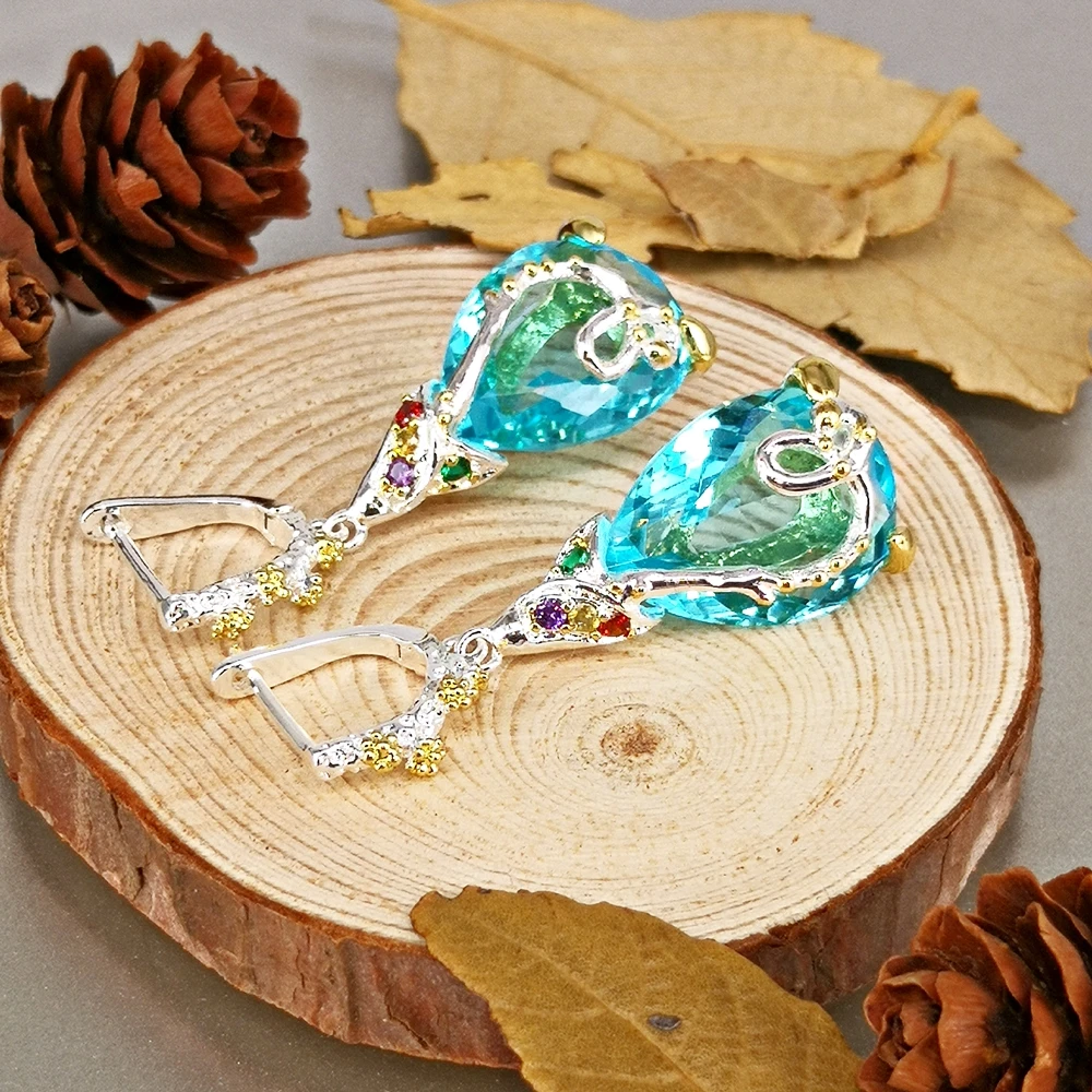 DreamCarnival1989 Hot Selling Blue Zirconia Baroque Earrings Women Dangle Earings Elegant Party Must Have Gift Female WE3876BL