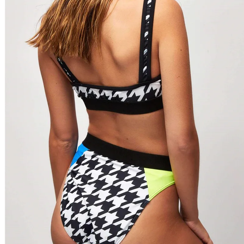 2020 Sexy Bikini Swimwear Female Belt Socket Printed Stitching Bathing Suit Push-up Geometric Pattern Swimsuit U-neck Bather New 2020 Sexy Bikini Swimwear Female Belt Socket Printed Stitching Bathing Suit Push-up Geometric Pattern Swimsuit U-neck Bather New