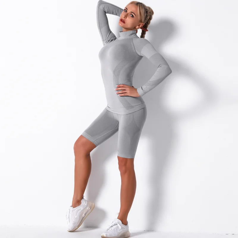 

2020 The New Yoga Suit Is A Two Piece Set High Elasticity Yoga Wear Sport Clothing Set Seamless Yoga Short Set