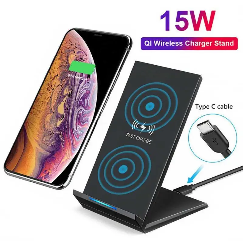 

15W Fast Wireless Charger Stand Qi Charging Dock + Cable For Xiaomi 9 Huawei P30 Pro Mate 20 Pro Mate 30 Pro