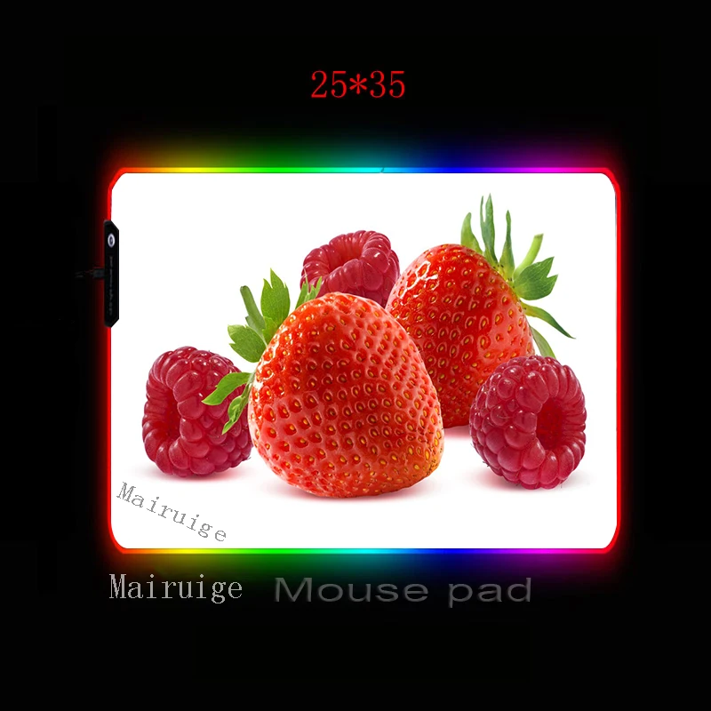  Mairuige Anime HD Custom Large RGB Mouse Pad Red Strawberry Lockedge Computer Keyboard Desk Mat Rub
