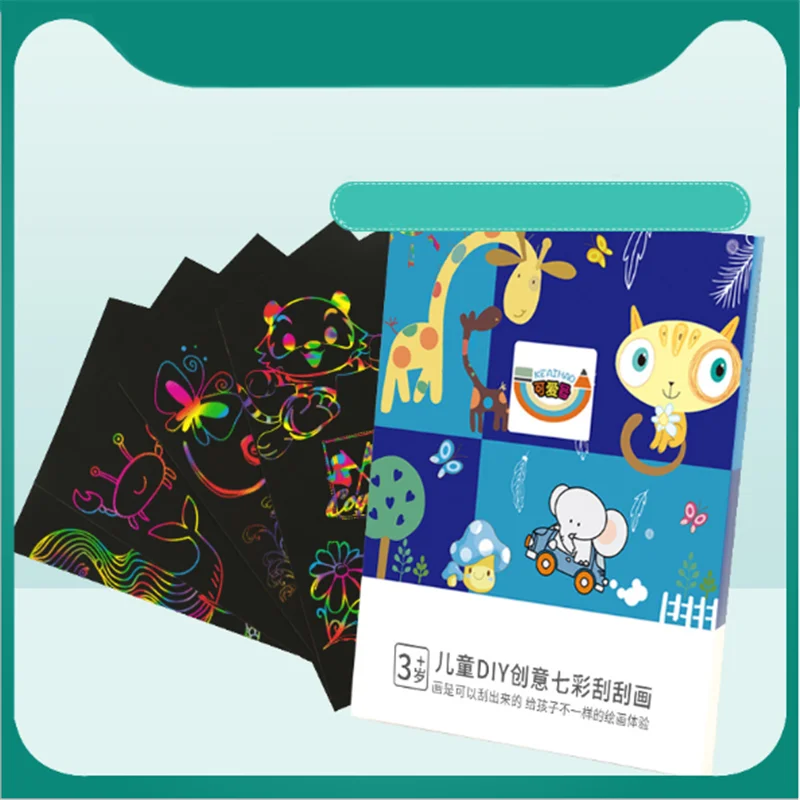 

Colorful Scratch Paper Children's Graffiti Painting Scratch Painting DIY Early Learning Painting Homemade Children's Drawing Toy