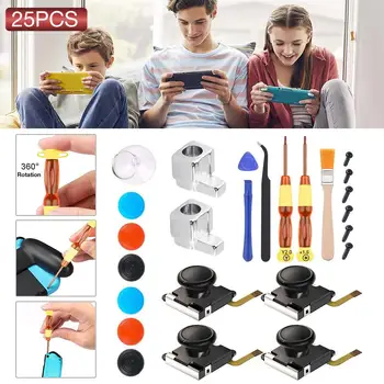 

25-in-1 3D Analog Thumbstick Joystick with Repair Kit Suitable for NS Switch Joy-Con Repair Parts Rocker Replacement With Tools