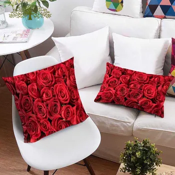 

WOSTAR Red Rose Fashion Decorative cushion cover pillow case 100% Polyester 3d digital printing pillow case 40x40cm