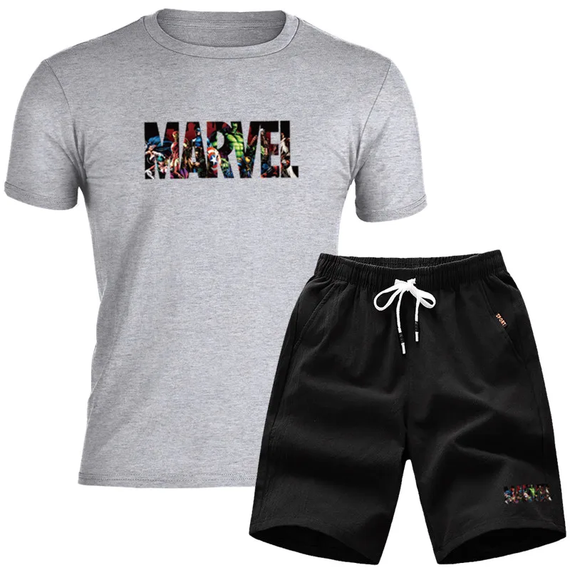 

Summer Short Sets Men Casual Suits Sportswear Men Tracksuit Round Neck Male Outwear Sweatshirts T Shirt +Pants for Fitness Male