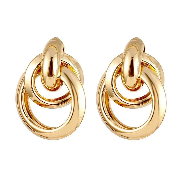 FNIO Fashion Vintage Earrings For Women Big Geometric Statement Gold Metal Drop Earrings 2020 Trendy Earings Jewelry Accessories H14-ZL647