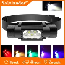 

H05B Mini Headlamp XML-L2 U2 LED 18650 Headlight Red Green Purple UV Blue Yellow 6 Color Flash Head Lamp Light Flash Light Torch
