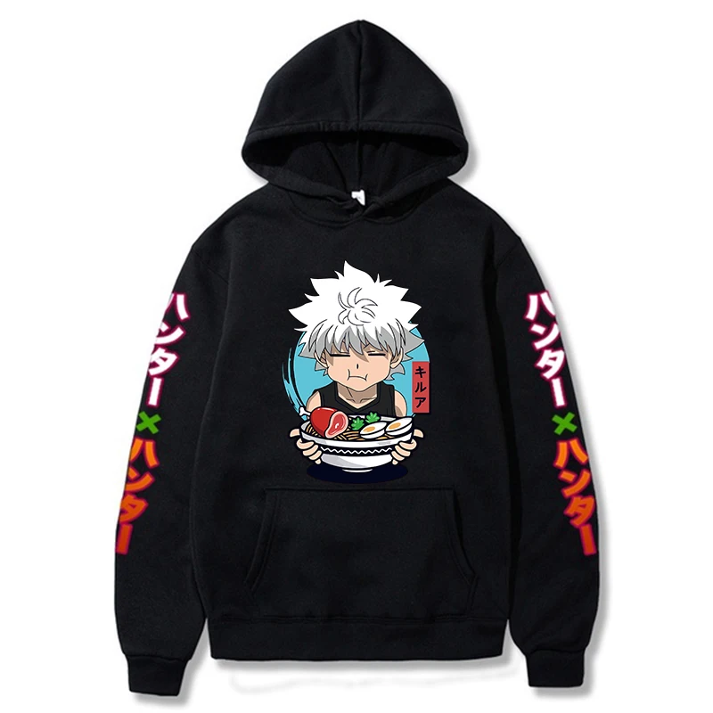 Новинка кавайная Аниме Толстовка Harajuku Hunter X Killua Zoldyck Eat рамен лапша пуловер с