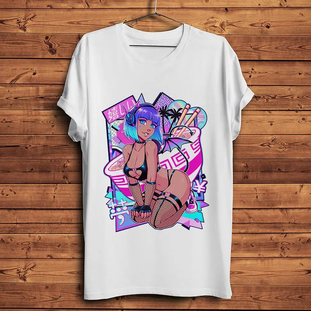 Футболка в японском стиле с забавной девушкой из Otaku демоном Vaporwave мужская