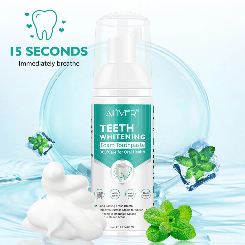 Teeth Whitening Cleaning Foam Toothpaste Cleaning Gums Freshen Breath 60ml Teeth Whitening Cleaning Foam Toothpaste Cleaning Gums Freshen Breath 60ml