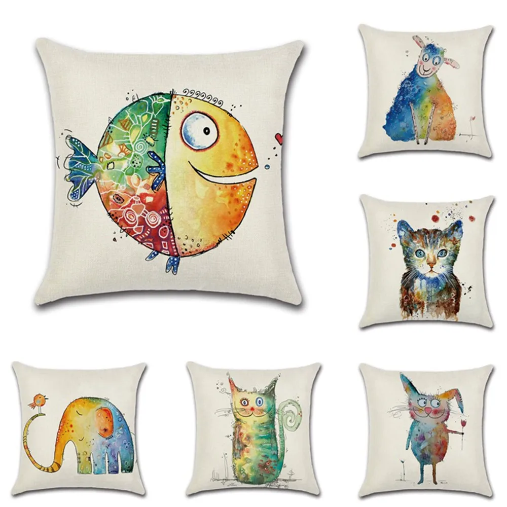 

Abstract Small Animal Pillow Covers Square Throw Pillow Covers Set Cushion Case for Sofa Bedroom Car 45 x 45