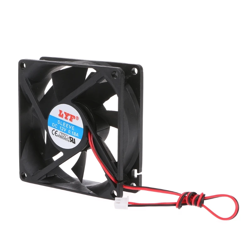 12V 2 Pin 80x80x25mm PC Computer CPU System Heatsink Brushless Cooling Fan 8025 X6HB 5