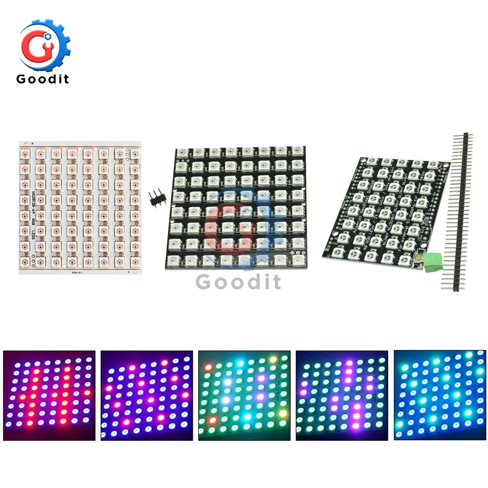 Светодиодный светильник WS2812B WS2812 с кольцевой панелью светодиодный 5050 RGB 8x5 / 8x8 бит