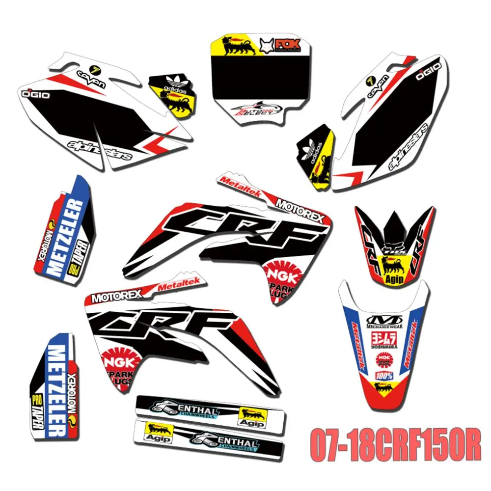 

New Full Graphics Decals Stickers Custom Number Name Glossy Bright Stickers Waterproof for 2007-2018 HONDA CRF150R