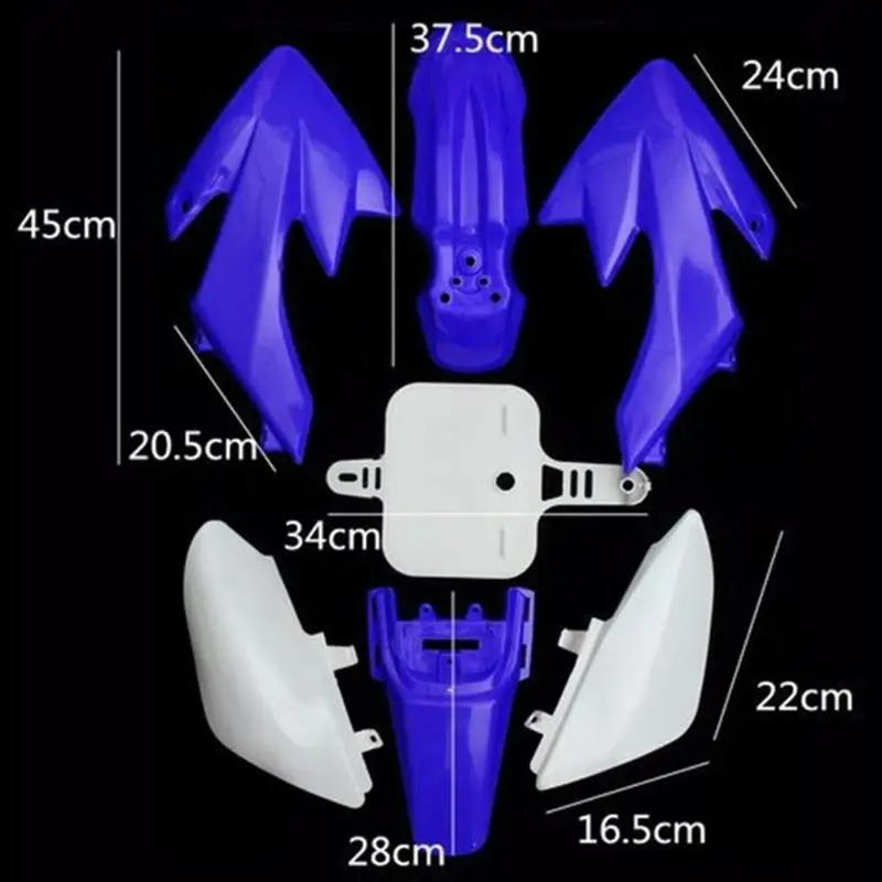 7 шт. мотоциклетные Пластиковые обтекатели набор Mото аксессуары для Honda CRF 50 Dirt Pit Bike синий+ белый