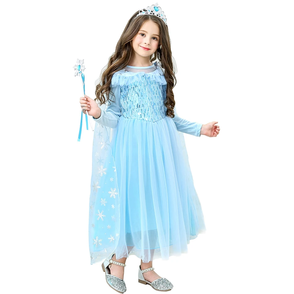 13 Elsa Dress Новинка года; платье Анны и Эльзы костюм принцессы для девочек; комплект одежды из 2 предметов с изображением Снежной Королевы детская одежда для рождественской вечеринки; Copspay Elza Fancy Vestidos - Цвет: 13 Elsa Dress