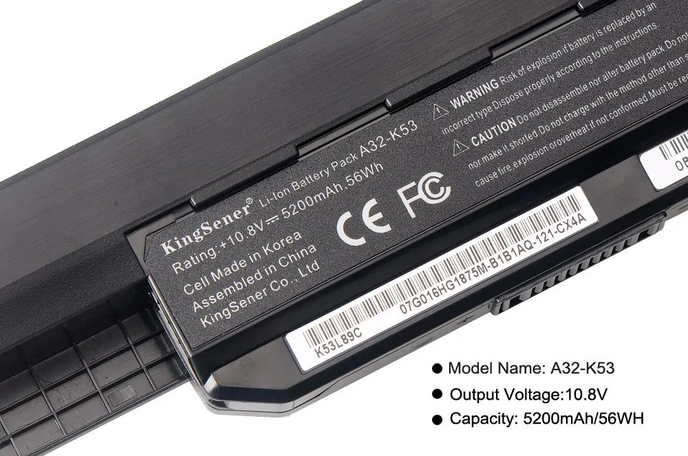 Аккумулятор KingSener 10 8 В 5200 мАч для ASUS K43 K43E K43J K43S K43SV K53 K53E K53F K53J K53S K53SV A43 A53S A53SV A32