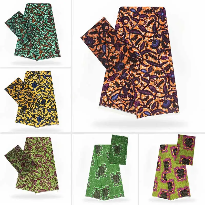 Имитация шелковой ткани африканская ткань с принтом 4+ 2 ярдов африканская ткань нигерийская Анкара Африканский Воск tissu! YB01