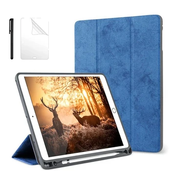 

Smart PU Leather Case For iPad 10.2 2019 with Pencil Holder Cover for Apple iPad 7 7th Generation A2200 A2198 A2232 Case+FilmPen