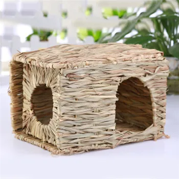

Foldable Woven Grass Pet Nests Rabbit Hamster Guinea Pig Cage House Chew Toy Handmade Hut