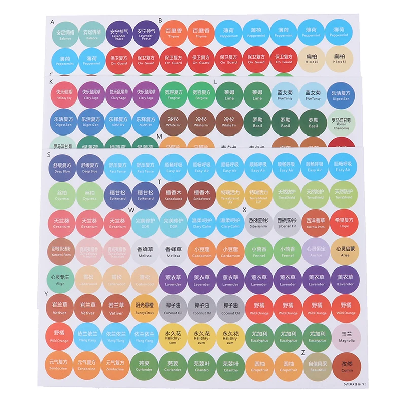 264pcs/set Colorful Paper Stickers Labels for Glass Essential Oil Bottles Cap Lid Labels
