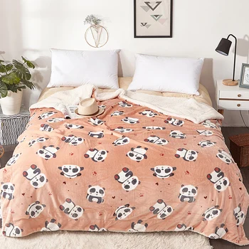 

Panda fleece blankets and throws kids Thick Warm winter Blankets Super Soft duvet luxury Blankets twin queen orange blankets