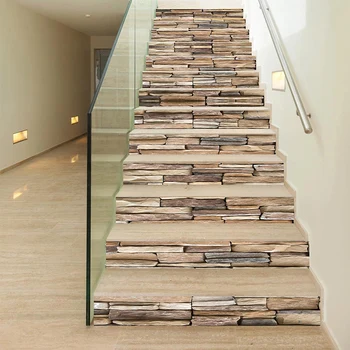 

PVC wallpaper cultural stone wall simple 13 pieces of DIY stair stickers, step stickers wall stickers