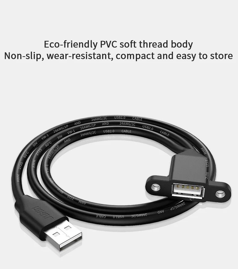 USB2.0 Extension Cable with Screw Holes - Male to Female for Secure Fixing in Chassis, Cabinet, or Baffle Description Image.This Product Can Be Found With The Tag Names Computer Cables Connecting, Computer Peripherals, PC Hardware Cables Adapters, Screw holes