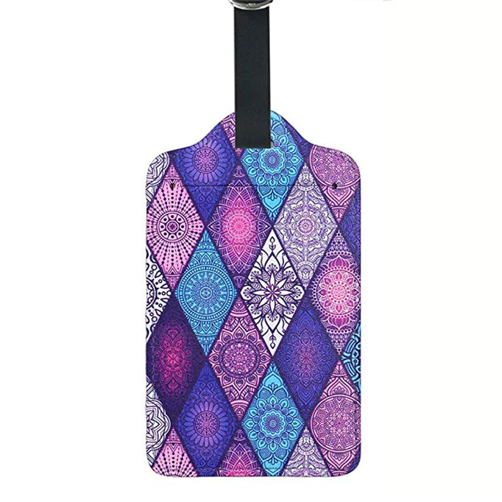 

Luggage Tag PU Cute Style Suitcase Tags Name Address Holder Baggage Boarding Tags Label 2pcs Diamond Bohemia