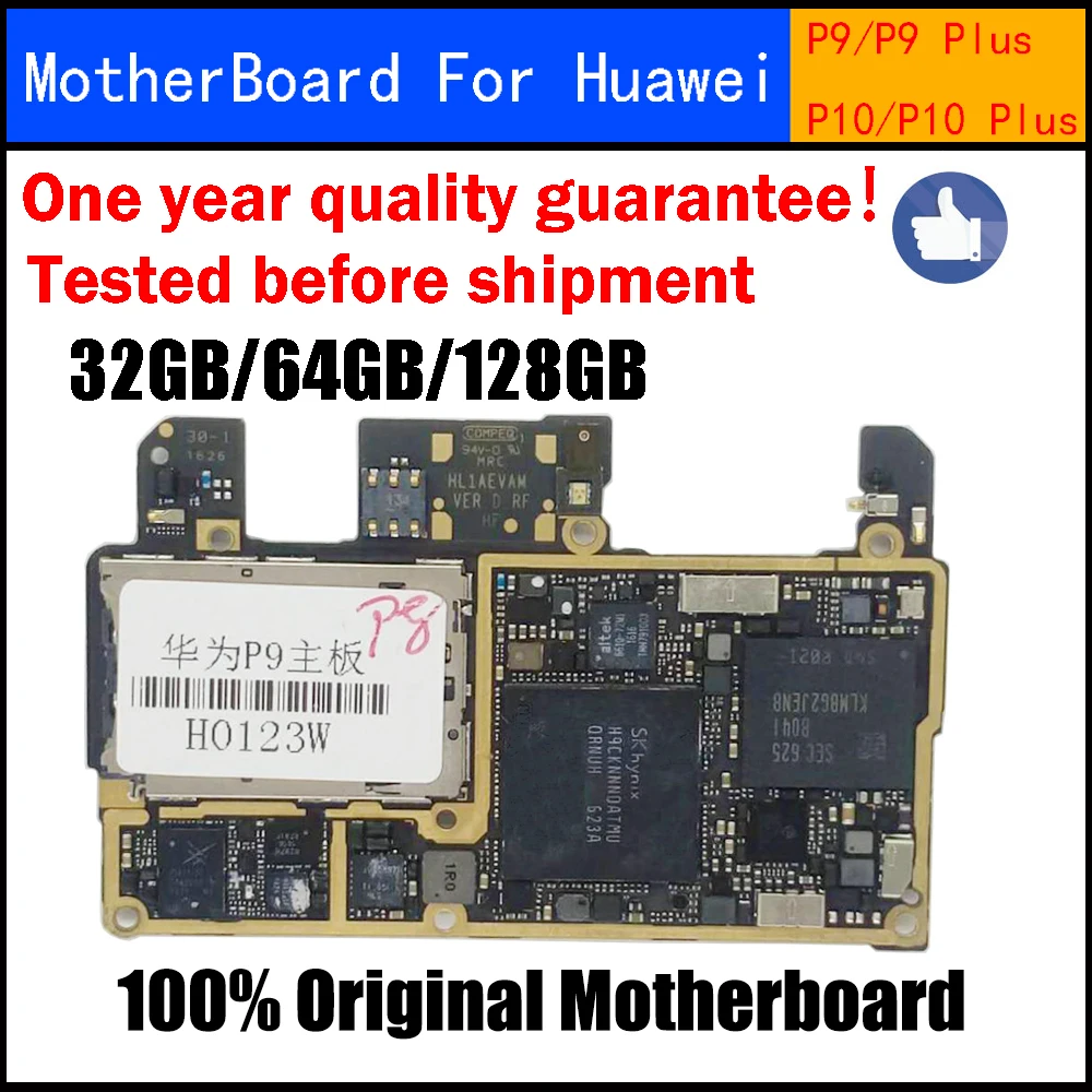 Полностью рабочий б/у разблокированный для HUAWEI P9 Plus P10 128 Гб 64 ГБ 32 материнская