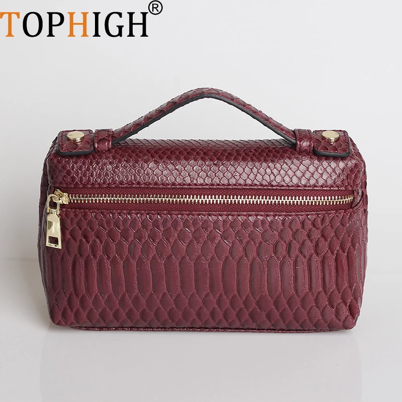TOPHIGH оригинальный дизайн клатч из натуральной кожи бордовый страусиный модная
