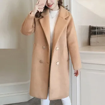 

Womens Jackets And Coats 2019 Women Work Solid Vintage Winter Office Long Sleeve Button Woolen Jacket Coat Feminine Coat