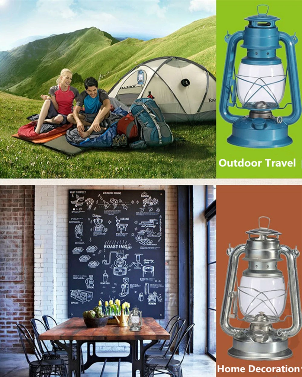 Sky Blue Kerosene Lamp 3