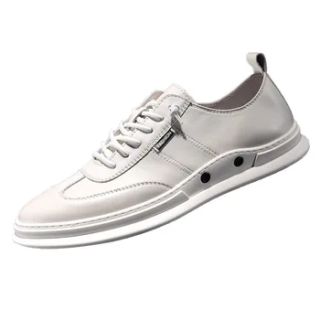 

Summer Breathable White Shoes mens High Quality Genuine Leather breathable sneaker fashion boots men casual shoes, Leisure shoes