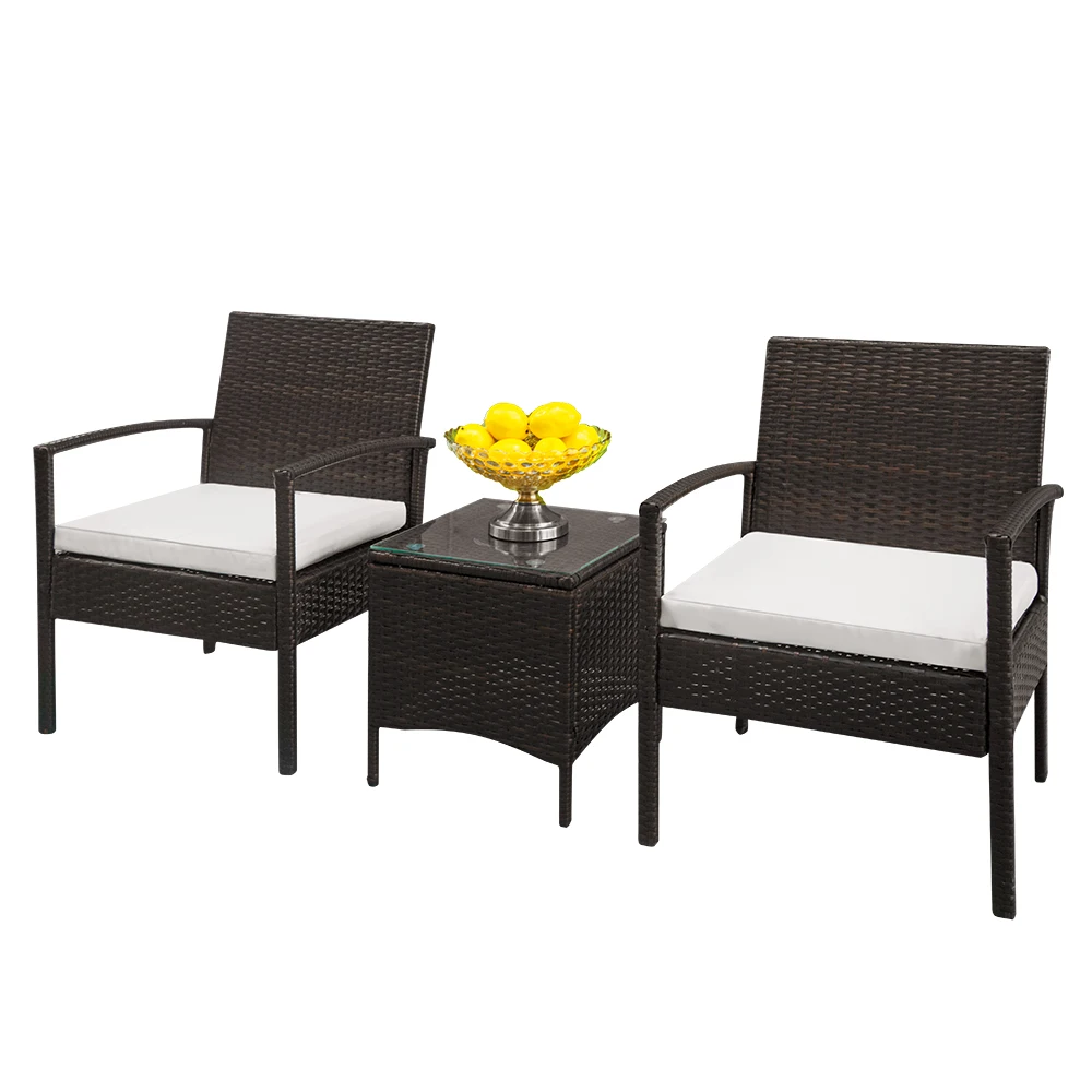3 Pieces Patio Set Outdoor Wicker Furniture Modern Outdoor Wicker Patio Furniture