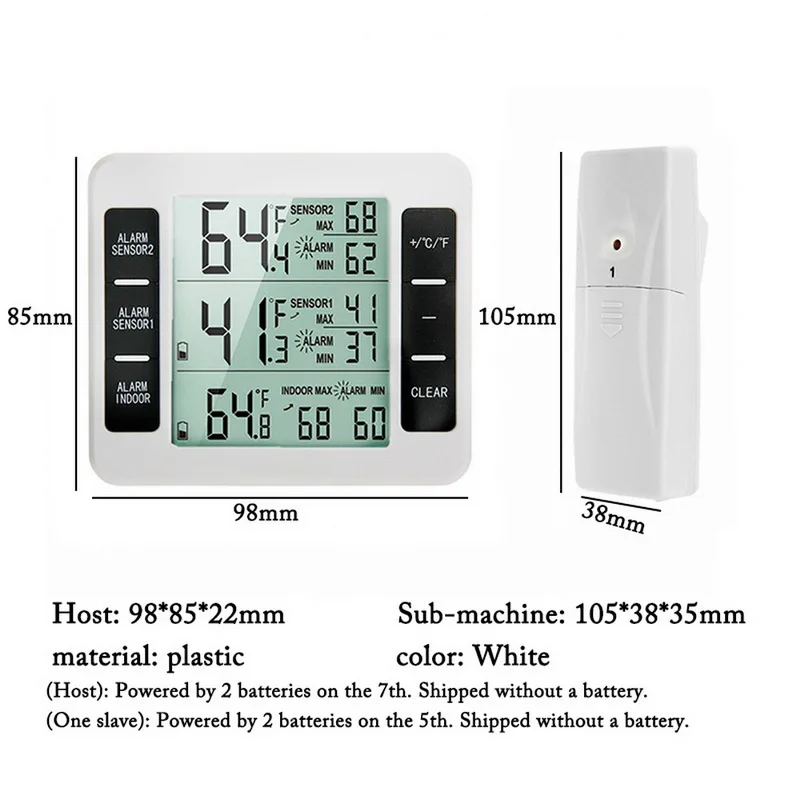 Цифровой Крытый Открытый Многофункциональный термометр гигрометр с 2 беспроводными датчиками температуры и настраиваемым звуковым сигналом