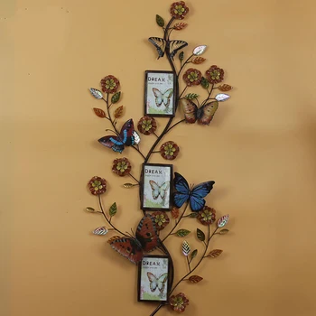 

Euro Decorative 3D hanging Treasure Flower Butterfly for Vintage home decor Wall decor Photo Frame Iron Wall Decor