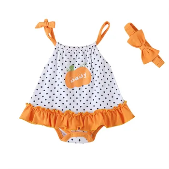 

New Summer Cotton Baby Girl Strap One-Piece Suit Polka Dot Fashion Ruffled Cartoon Newborn Loose Romper Baby Girl Clothes