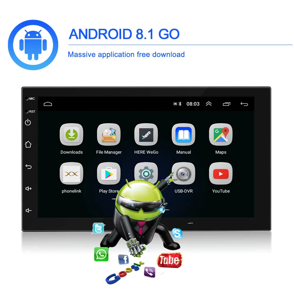  Podofo 2 Din Car radio Android Multimedia Player GPS Navigation 7