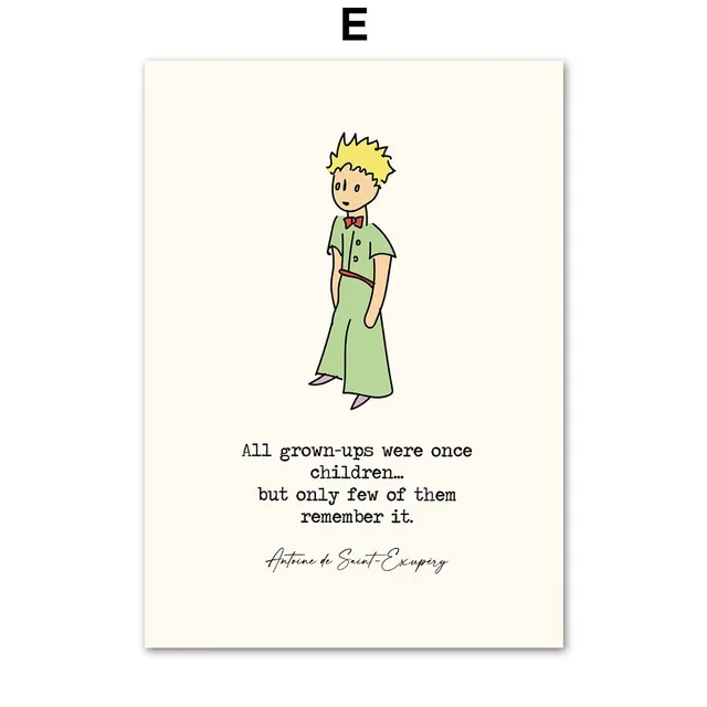 Numbers Letters Flower Little Prince Fox Anime Wall Art Canvas Painting Nordic Posters And Prints Wall Pictures Kids Room Decor E