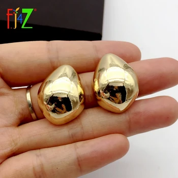 

F.J4Z New Women Stud Earrings Earrings Fashion Glossy Top Waterdrop Earrings Lady Alloy Jewellry oorbellen voor vrouwen