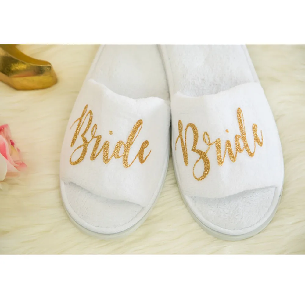 Customized Wedding Slippers,Personalized Bride&Bridesmaid Name  Slippers,Bridal Party Spa Slippers,Bachelorette party favors gift